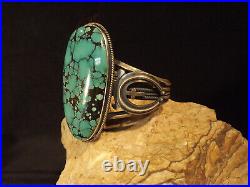 Navajo Gary Reeves Godber Mine RARE Spiderweb Turquoise & SS Bracelet