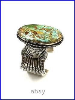 Navajo Handmade Sterling Silver Royston Turquoise Bracelet By Garrett Hale Rare