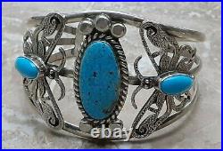 Navajo Indian JASON BAHE Butterfly Bracelet ROYSTON Turquoise Sterling HUGE Rare