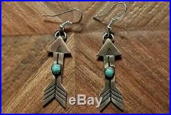 Navajo Indian Squash Blossom Necklace Earrings Turquoise Sterling RARE ARROW 23