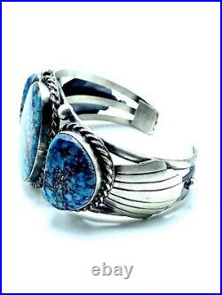 Navajo Kingman Turquoise Sterling Silver Handmade Bracelet By Betta Lee Rare