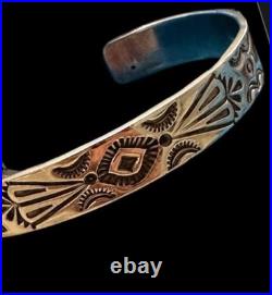 Navajo L. A. Willie vintage rare Sterling silver stampworked cuff