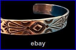 Navajo L. A. Willie vintage rare Sterling silver stampworked cuff