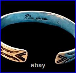 Navajo L. A. Willie vintage rare Sterling silver stampworked cuff
