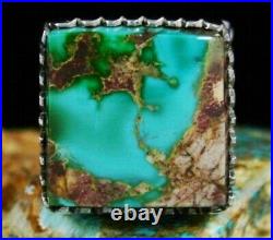 Navajo Leonard Nez Natural Rare Gem Grade Royston Turquoise Sterling Ring 11.5