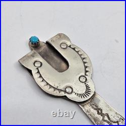 Navajo Native American Sterling Silver Turquoise Fold Over Bookmark RARE
