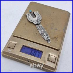 Navajo Native American Sterling Silver Turquoise Fold Over Bookmark RARE