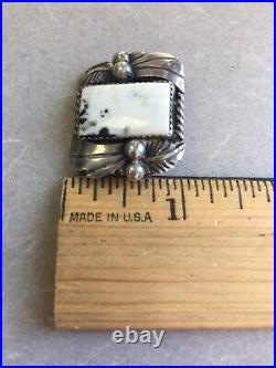 Navajo Old Stock White Buffalo Turquoise Pin Pendant Charm Brooch Sterling Rare
