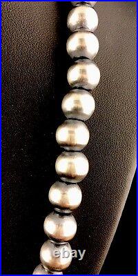 Navajo Pearls 12 mm St Silver Bead Necklace 24 Rare Sale S424