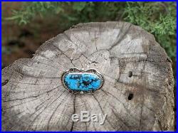 Navajo Ring RARE Tom Begay Large Oval Black Matrix Turquoise Sterling Silver