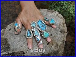 Navajo Ring RARE Tom Begay Large Oval Black Matrix Turquoise Sterling Silver