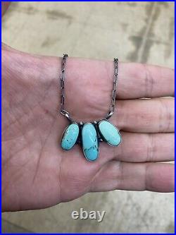 Navajo Royston Turquoise Sterling Silver Handmade Necklace By Scott Skeet Rare