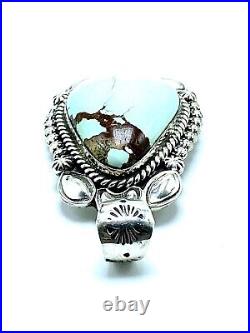 Navajo Royston Turquoise Sterling Silver Handmade Pendant By Bernita Begay Rare