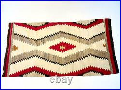 Navajo Rug Carpet Native American Red Beige Tone Vintage Antique 1940's Rare