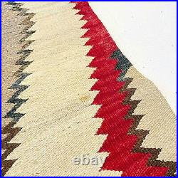 Navajo Rug Carpet Native American Red Beige Tone Vintage Antique 1940's Rare