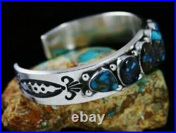 Navajo Sammie Kescoli Begay Rare Gem Grade Bisbee Turquoise Sterling Bracelet