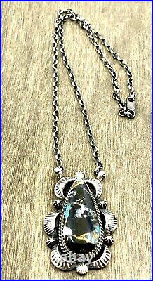 Navajo Spiny Turquoise Sterling Silver Handmade Necklace By Robert Shakey Rare