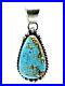 Navajo-Sterling-Silver-8-Turquoise-Pendant-Handmade-By-Augustine-Largo-Rare-01-ao