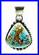 Navajo-Sterling-Silver-8-Turquoise-Pendant-Handmade-By-Augustine-Largo-Rare-01-tx