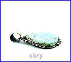 Navajo Sterling Silver #8 Turquoise Pendant Handmade By Augustine Largo Rare