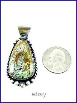 Navajo Sterling Silver #8 Turquoise Pendant Handmade By Augustine Largo Rare
