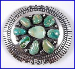 Navajo Sterling Silver Belt Buckle Rare Stone Mountain Turquoise By Andy Cadman