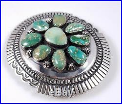 Navajo Sterling Silver Belt Buckle Rare Stone Mountain Turquoise By Andy Cadman