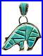 Navajo-Sterling-Silver-Inlay-Turquoise-Bear-Pendant-Handmade-By-Merle-House-Rare-01-uak