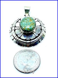 Navajo Sterling Silver Kingman Turquoise Pendant Handmade By Larry Kaye Rare