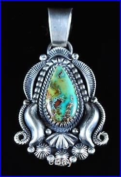 Navajo Sterling Silver Pendant Rare Gem Grade Turquoise Mountain Derrick Gordon