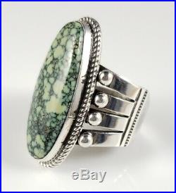 Navajo Sterling Silver Rare Gem Grade Nevada Peacock Variscite Ring Andy Cadman