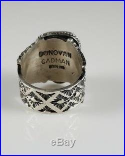 Navajo Sterling Silver Rare Gem Grade New Lander Ring Handmade By Donovan Cadman