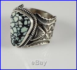Navajo Sterling Silver Rare Gem Grade New Lander Ring Handmade By Donovan Cadman