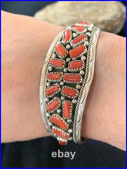 Navajo Sterling Silver Red Coral Bracelet 4670 Rare