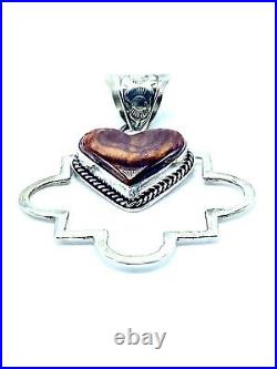 Navajo Sterling Silver Spiny Heart Handmade Pendant By Tony Yazzie Rare