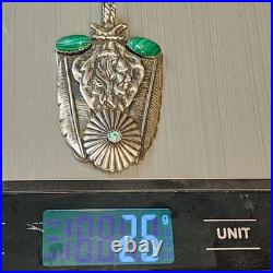 Navajo Sterling Silver Turquoise Chief Pendent Rare 26gm 2.5