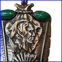 Navajo Sterling Silver Turquoise Chief Pendent Rare 26gm 2.5