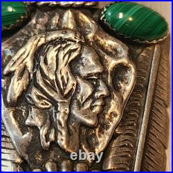 Navajo Sterling Silver Turquoise Chief Pendent Rare 26gm 2.5