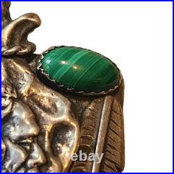 Navajo Sterling Silver Turquoise Chief Pendent Rare 26gm 2.5