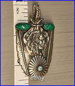 Navajo Sterling Silver Turquoise Chief Pendent Rare 26gm 2.5