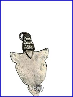 Navajo Sterling Silver Turquoise Inlay Arrowhead Pendant Rare Native American