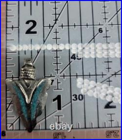 Navajo Sterling Silver Turquoise Inlay Arrowhead Pendant Rare Native American