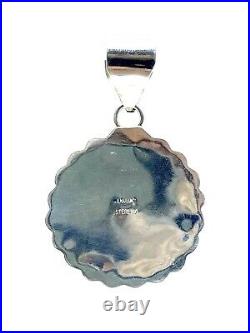 Navajo Sunface Turquoise Sterling Silver Handmade Pendent By Alonzo Mariano Rare
