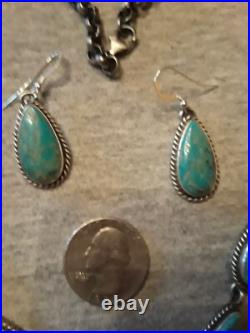 Navajo TOADLENA Kachina Squash Blossom Necklace ROYSTON Turquoise Sterling Rare