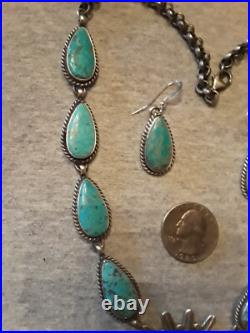 Navajo TOADLENA Kachina Squash Blossom Necklace ROYSTON Turquoise Sterling Rare