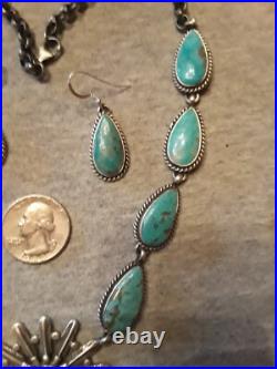 Navajo TOADLENA Kachina Squash Blossom Necklace ROYSTON Turquoise Sterling Rare