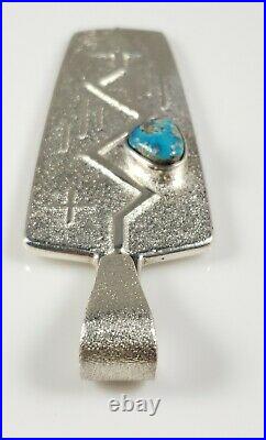 Navajo Turquoise Pendant Sterling Silver Rare Morenci Tufa Cast By Jeff DeMent