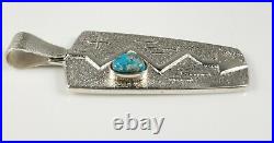 Navajo Turquoise Pendant Sterling Silver Rare Morenci Tufa Cast By Jeff DeMent
