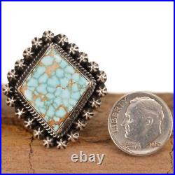 Navajo Turquoise Ring RARE #8 Edgar HAPPY PIASSO Spiderweb Sterling Silver sz 8