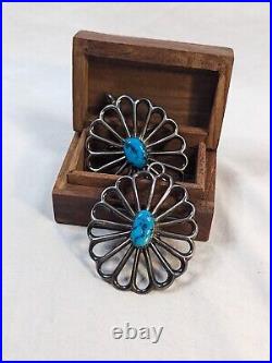 Navajo Turquoise Wilson Begay Sterling Silver Sandcast Belt Buckles Rare Vintage